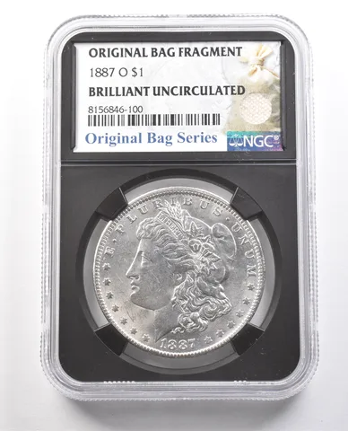 1887-O Morgan Silver Dollar Original Bag Fragment BU NGC *6153