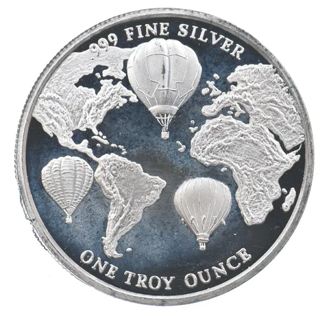 VINTAGE Art Bar/Round 1993 Kodak Albuquerque Balloon Fiesta Silver 1 T Oz *182