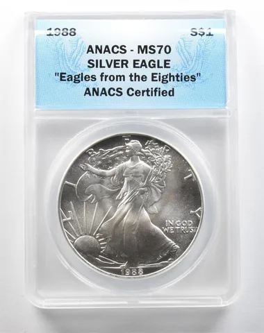 1988 American Silver Eagle MS70 ANACS a3838