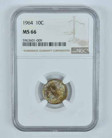 MS66 1964 Roosevelt Dime - Graded NGC Toned! a9064