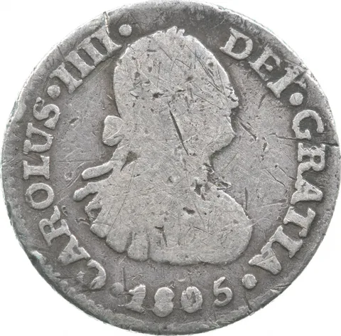 1805 Mo/TH Mexico 1/2 Real Shipwreck Coin 1.6g a9578