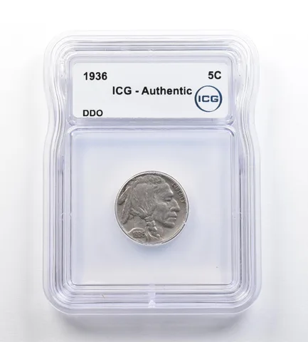 1936 Indian Head Buffalo Nickel DDO Authentic ICG *9189