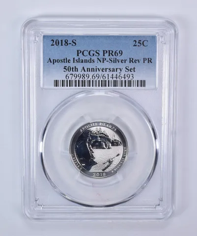 2018-S Quarter ATB Silver Apostle Islands 50th Anniversary Set Reverse PR69 PCGS