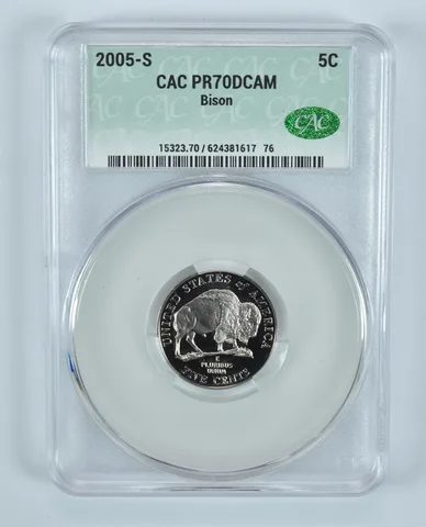 2005-S Jefferson Nickel Bison PR70 DCAM CAC CACg