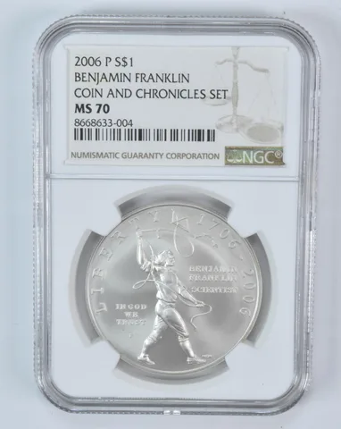 2006-P Ben Franklin Scientist Commemorative $1 Coin & Chronicles Set MS70 NGC