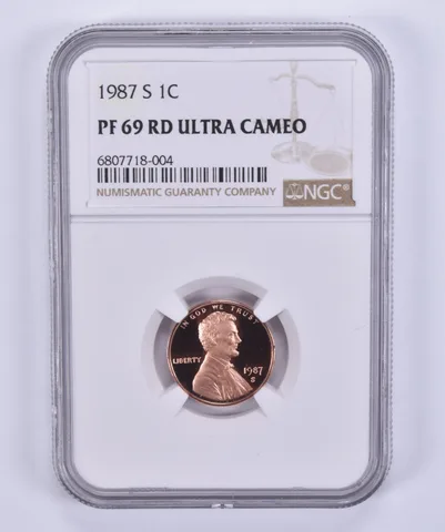 1987-S Lincoln Memorial Cent PF69 RD UCAM NGC Brown Label