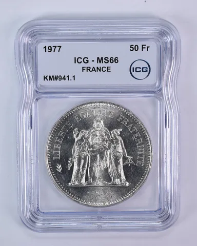 1977 France 50 Francs KM#941.1 MS66 ICG