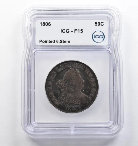 1806 Draped Bust Half Dollar Pointed 6 Stem F15 ICG *9444