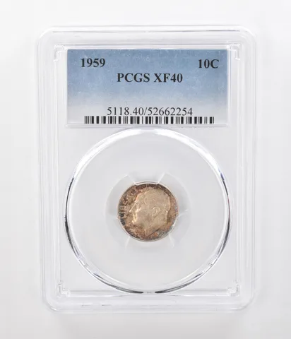 1959 Roosevelt Dime XF40 PCGS Beautiful Tone *1058