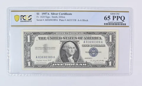 1957 A $1 Silver Certificate Fr#1620 Gem Unc 65 PPQ PCGS