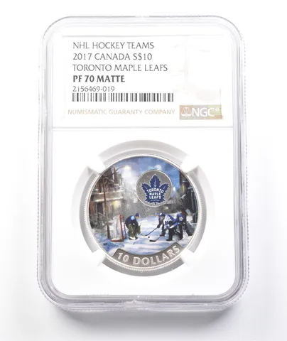 2017 Canada $10 Silver NHL Hockey Teams Toronto Maple Leafs PF70 Matte NGC a3808