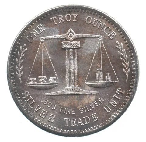 VINTAGE Art Bar/Round Trade Unit Eagle & Flag 1 Oz. .999 Silver 1 T Oz *193