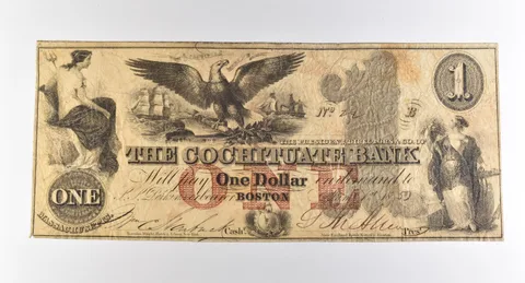 1852 $1 Boston MA Cochituate Bank Obsolete Note *3814