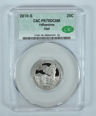 2010-S Washington Quarter Yellowstone CLAD ATB PR70 DCAM CAC CACg