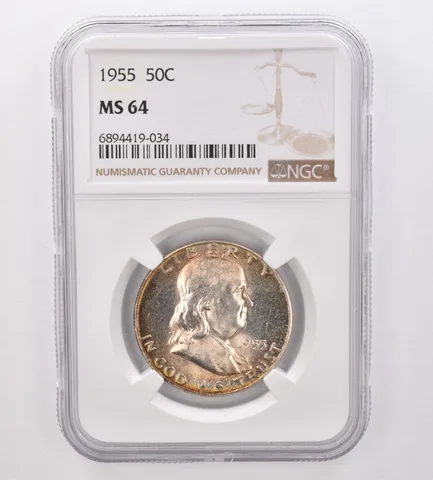 1955 Franklin Half Dollar MS64 NGC Beautiful Tone *9888