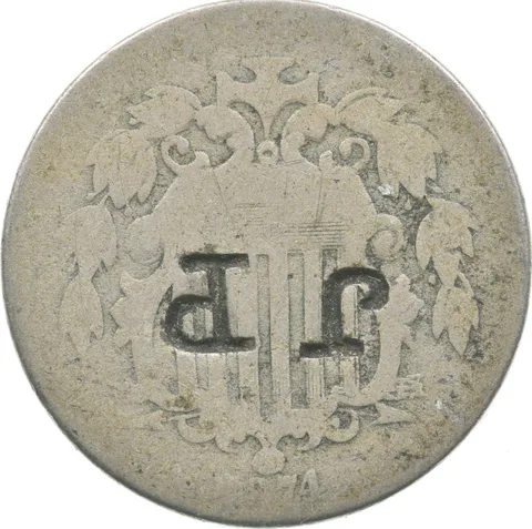 1874 Shield Nickel Counter Stamped "J P" *3463