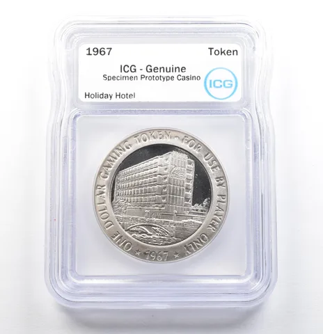 1967 Casino Token Holiday Hotel Dollar Specimen Prototype Genuine ICG *0555