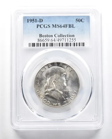 1951-D Franklin Half Dollar Boston Collection MS64 FBL PCGS *4719