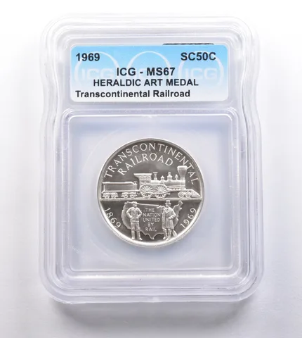 1969 So Called Half Dollar Transcontinental Railroad MS67 ICG