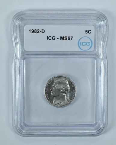 1982-D Jefferson Nickel MS67 ICG
