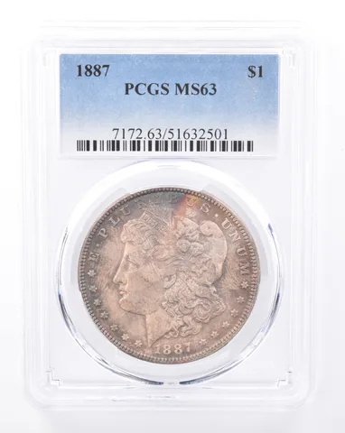 1887 Morgan Silver Dollar MS63 PCGS Beautiful Tone *9442