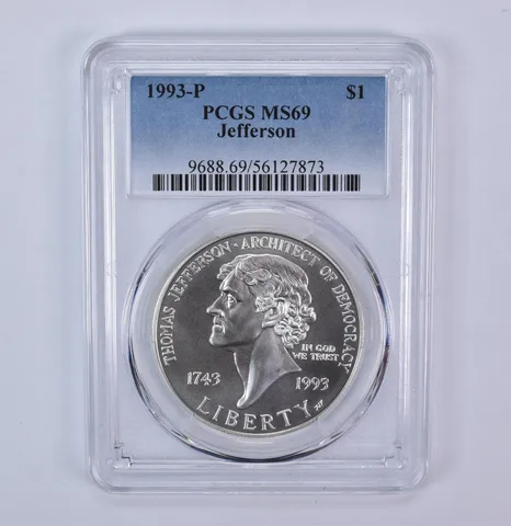 1993-P Thomas Jefferson Commemorative Silver Dollar MS69 PCGS