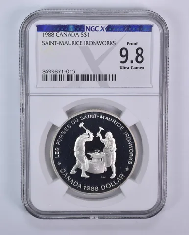 1988 Canada 1 Dollar Silver Saint-Maurice Ironworks Proof 9.8 UCAM NGC X NGCX