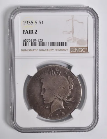 FAIR 2 1935-S Peace Silver Dollar NGC Low Ball Lowball Pocket Piece a4670