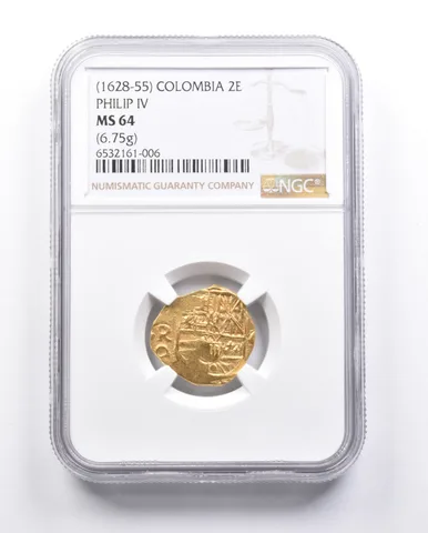 MS64 (1628-55) Colombia 2 Escudo Philip IV (6.75g) NGC Finest Known *6568