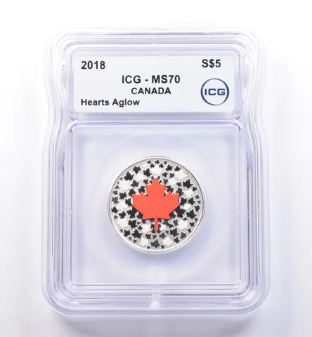 2018 Canada 5 Dollars Silver Hearts Aglow MS70 ICG *8645