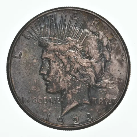 1923-S Peace Silver Dollar Crusty Toning a4474