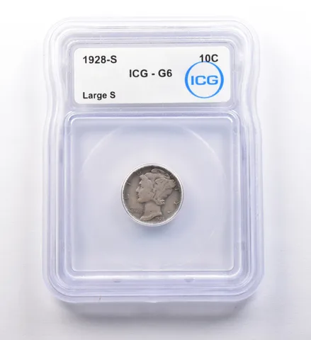 1928-S Mercury Dime Large S G6 ICG *9709
