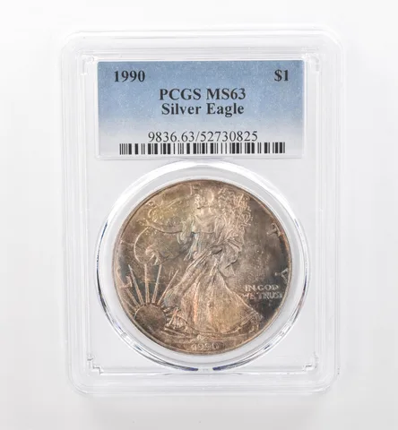 1990 American Silver Eagle MS63 PCGS Beautiful Tone *1773