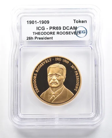 1901-1909 Token Theodore Roosevelt 26th President PR69 DCAM ICG *4898