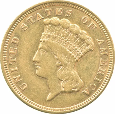 1856 $3 Indian Princess Head Gold Three Dollars a1891