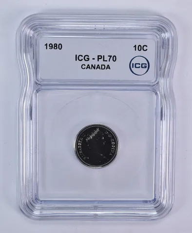 1980 Canada 10 Cents Bluenose PL70 ICG