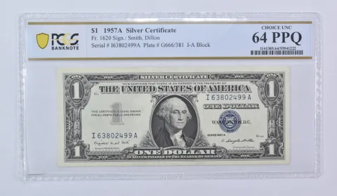 1957 A $1 Silver Certificate Fr#1620 Choice Unc 64 PPQ PCGS