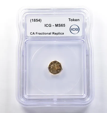 (1854) CA Fractional Gold Style Token Liberty Head 1/2 Dollar MS65 ICG *3800