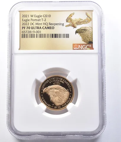 2021-W $10 American Gold Eagle Type 2 DC Mint 1/4 Oz PF70 NGC Low Pop *9354