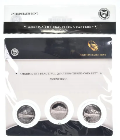 2010 Mount Hood National Park PDS Proof ATB 3 Quarter Coin Set Unc BU