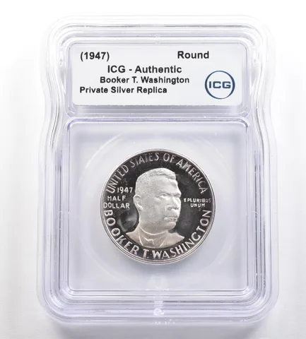 (1947) Booker T Washington Commemorative Gallery Silver Half Dollar ICG *4278