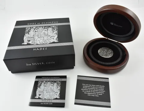 2014 Perth Mint 2 Oz Silver Round Gods Of Olympus Hades W/ Box + CoA a9822