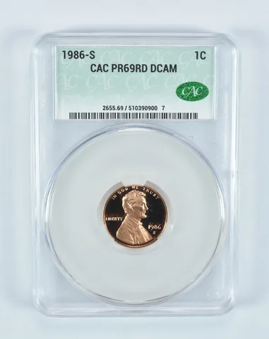 1986-S Lincoln Memorial Cent PR69 RD DCAM CAC CACg