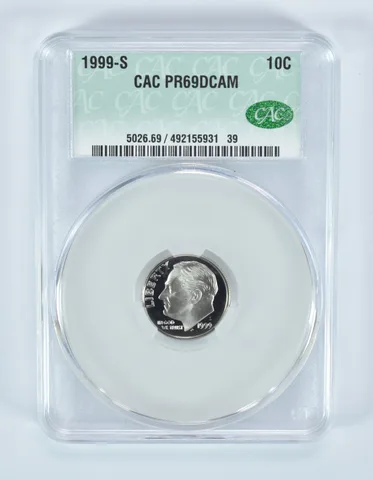 1999-S Roosevelt Dime PR69 DCAM CAC CACg