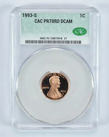 1993-S Lincoln Memorial Cent PR70 RD DCAM CAC CACg