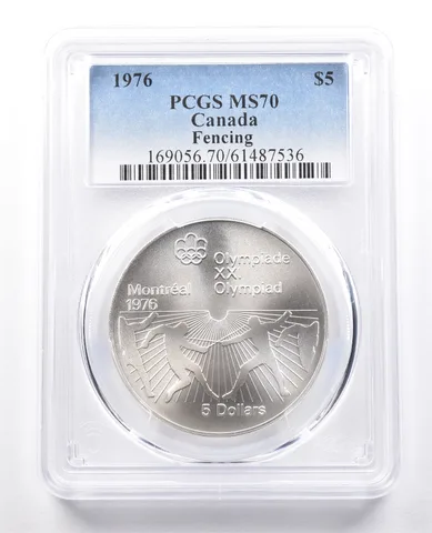 1976 Canada 5 Dollars Silver Montreal Olympics Fencing MS70 PCGS