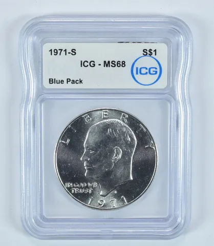 1971-S Eisenhower $1 Silver (Blue Pack) MS68 ICG