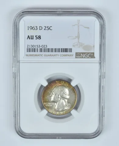 AU58 1963-D Washington Quarter NGC RED TONE a5686