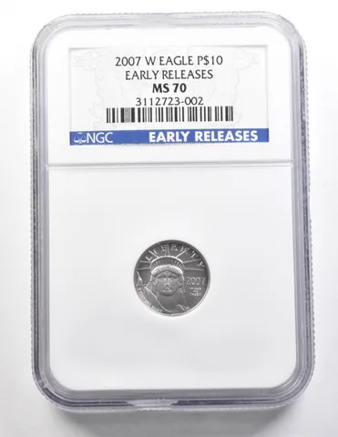 2007-W $10 American Platinum Eagle Early Releases 1/10 Oz 0.1 Oz MS70 NGC *3730