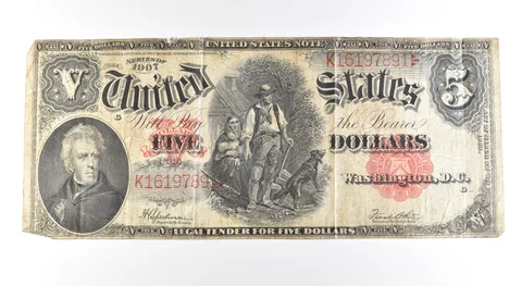 1907 $5 Legal Tender Large Note Red Seal *2688